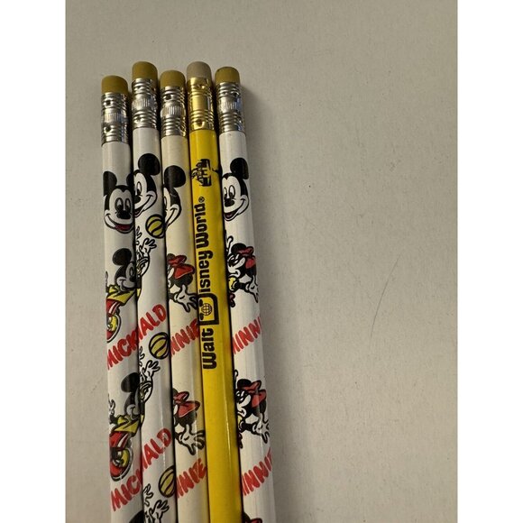 Vintage Set Of 5 Disney Mickey Mouse Pencils Walt Disney World J44 - Picture 2 of 2